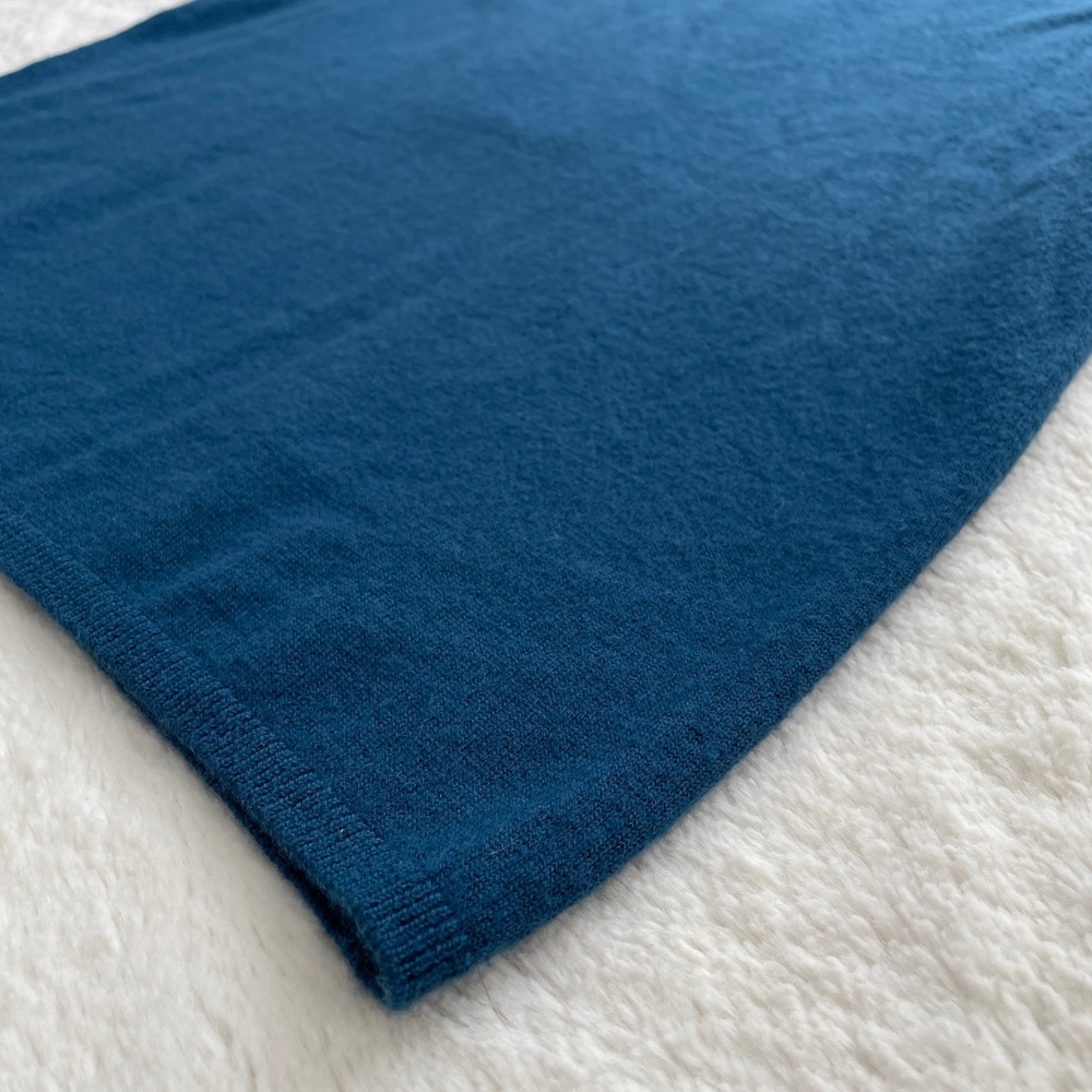 Loro Piana Cashmere Blend Pintuck Henley Sweater Made in Italy Teal Blue Size 44 - Picture 12 of 12